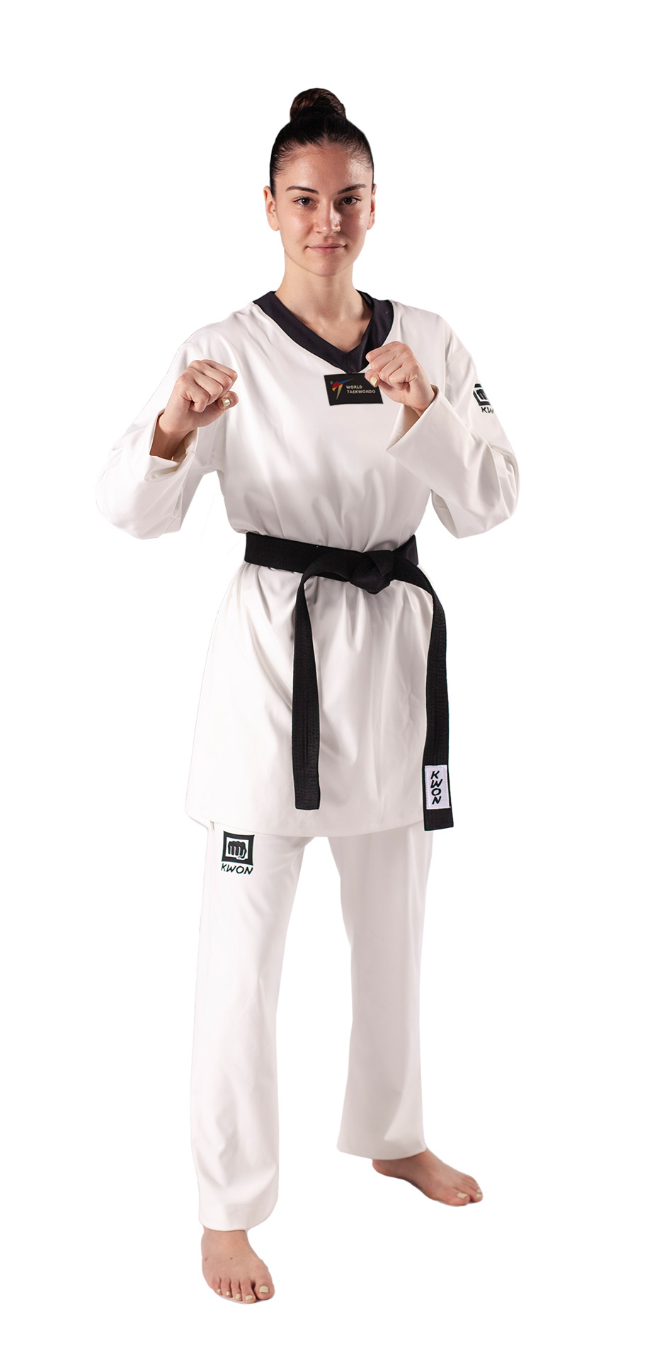 Taekwondo Anzug Kyorugi schwarzes Revers - WT anerkannt