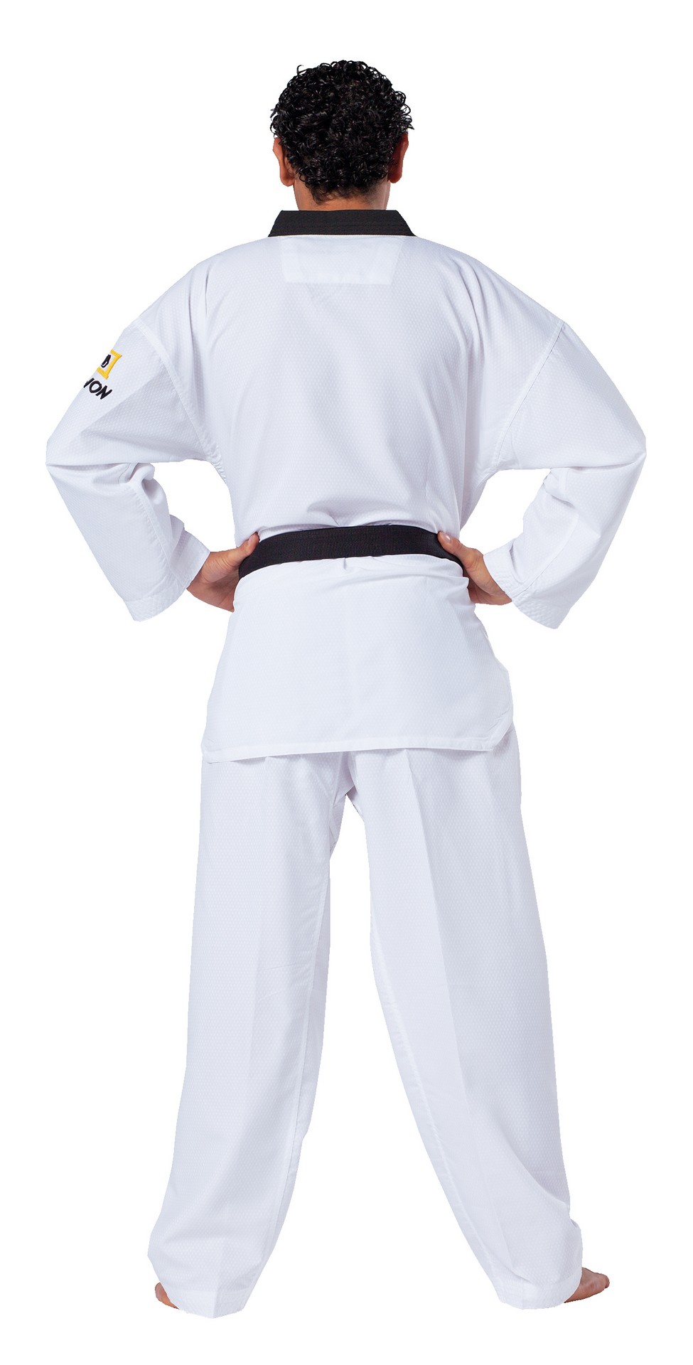Taekwondo Anzug Fightlite schwarzes Revers – WT anerkannt