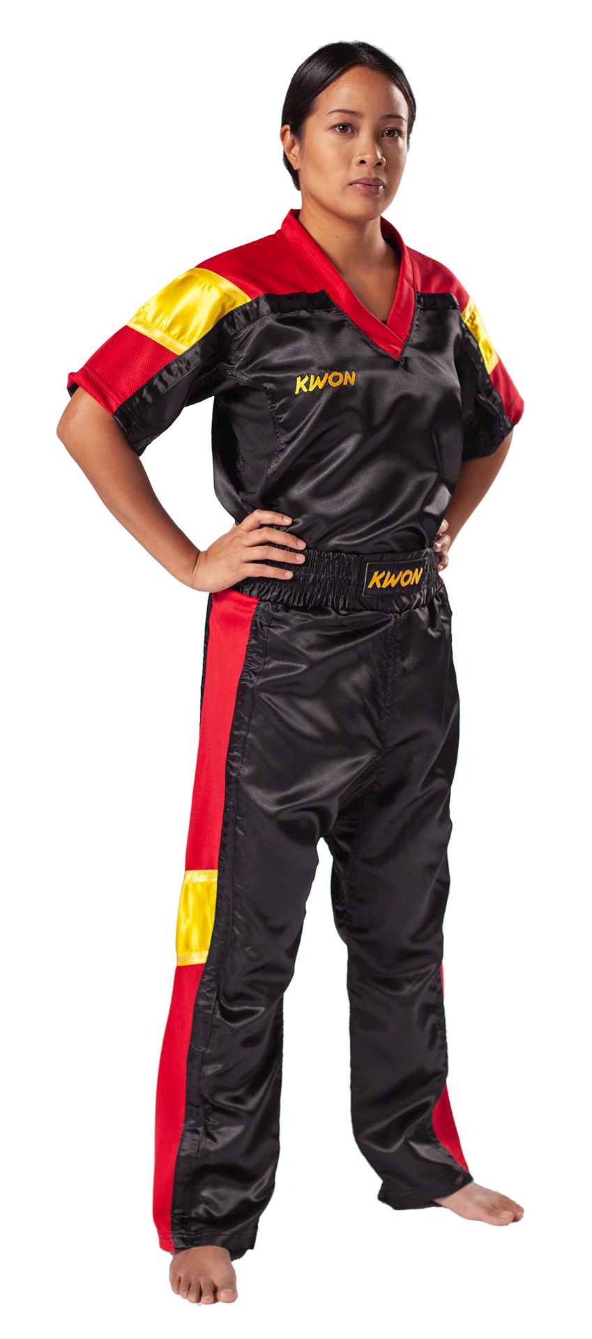 Kickboxanzug Nation schwarz/rot/gold
