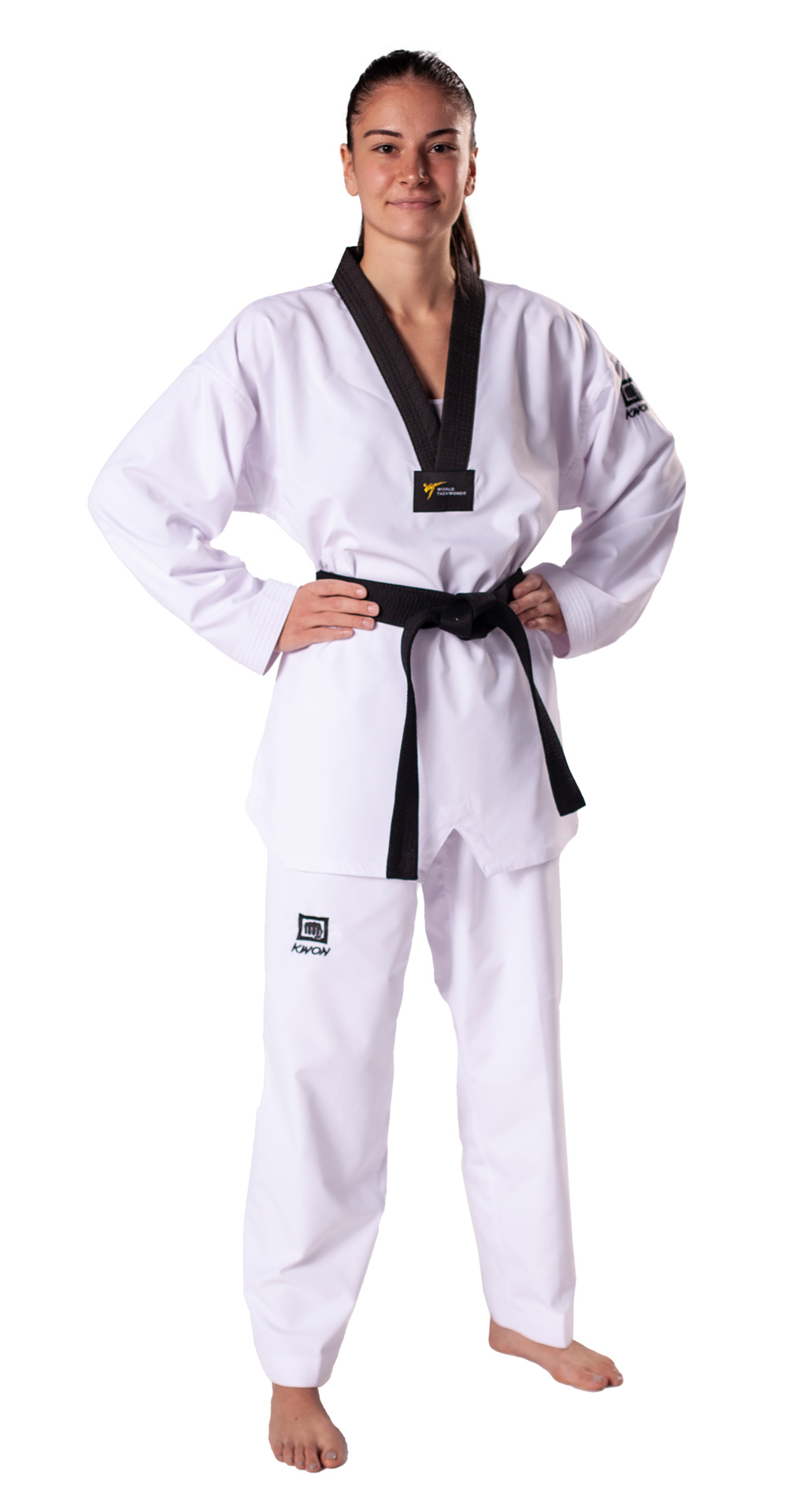 Taekwondo Anzug Premiere Plus schwarzes Revers - WT anerkannt