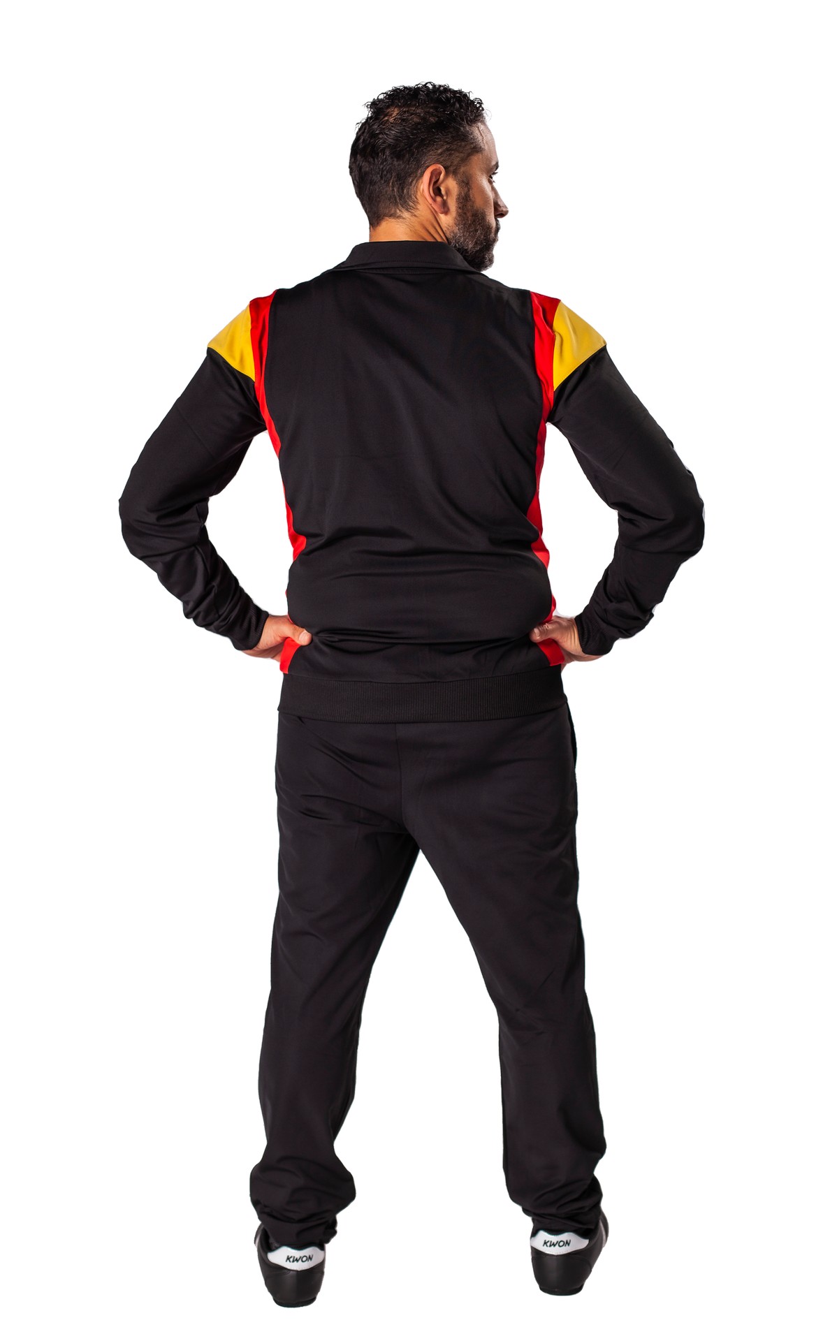 Trainingsanzug 1980 schwarz/rot/gelb
